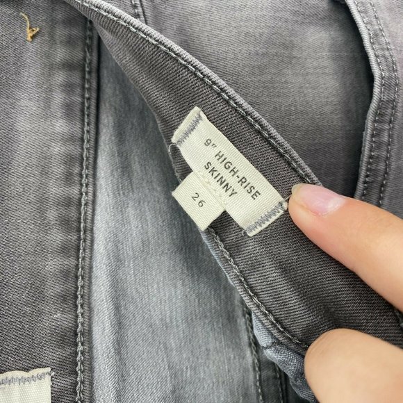 Madewell 9" High Rise Skinny Fit Jeans Womens Size 26 Stretch Raw Hem Denim Gray - Picture 5 of 12